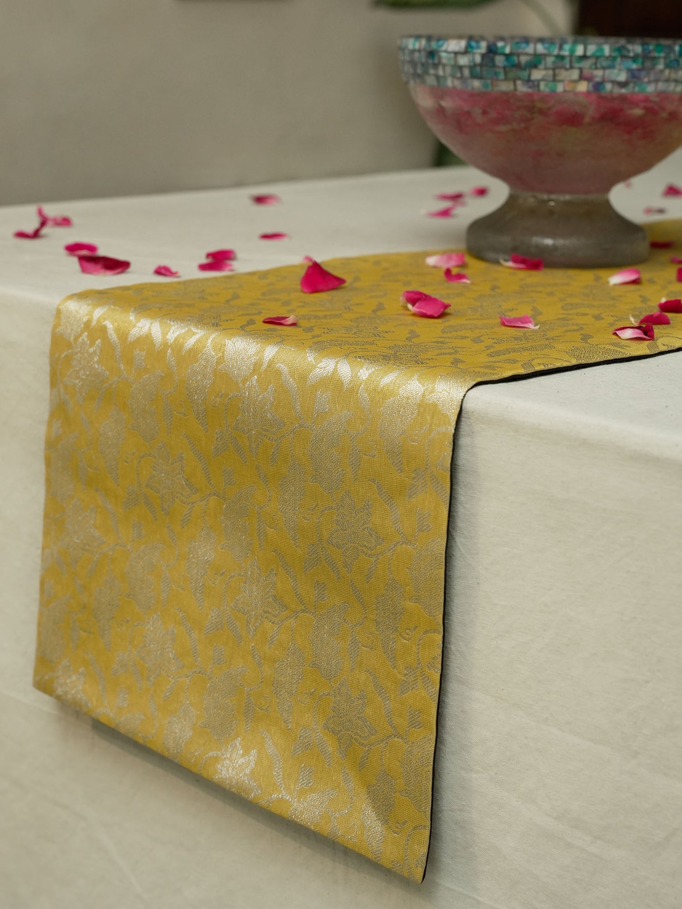 Yellow Jacquard Table Runner