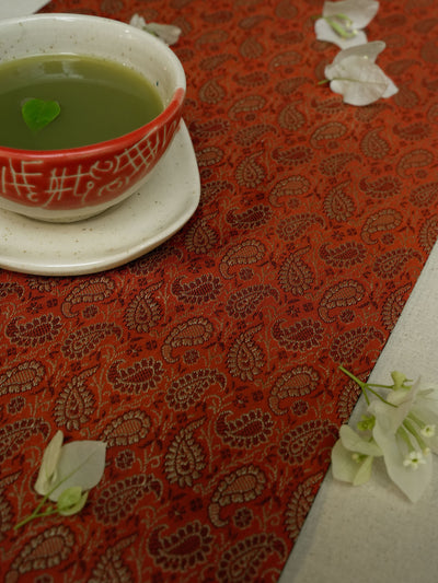 Vibrant orange  Jacquard Table Runner