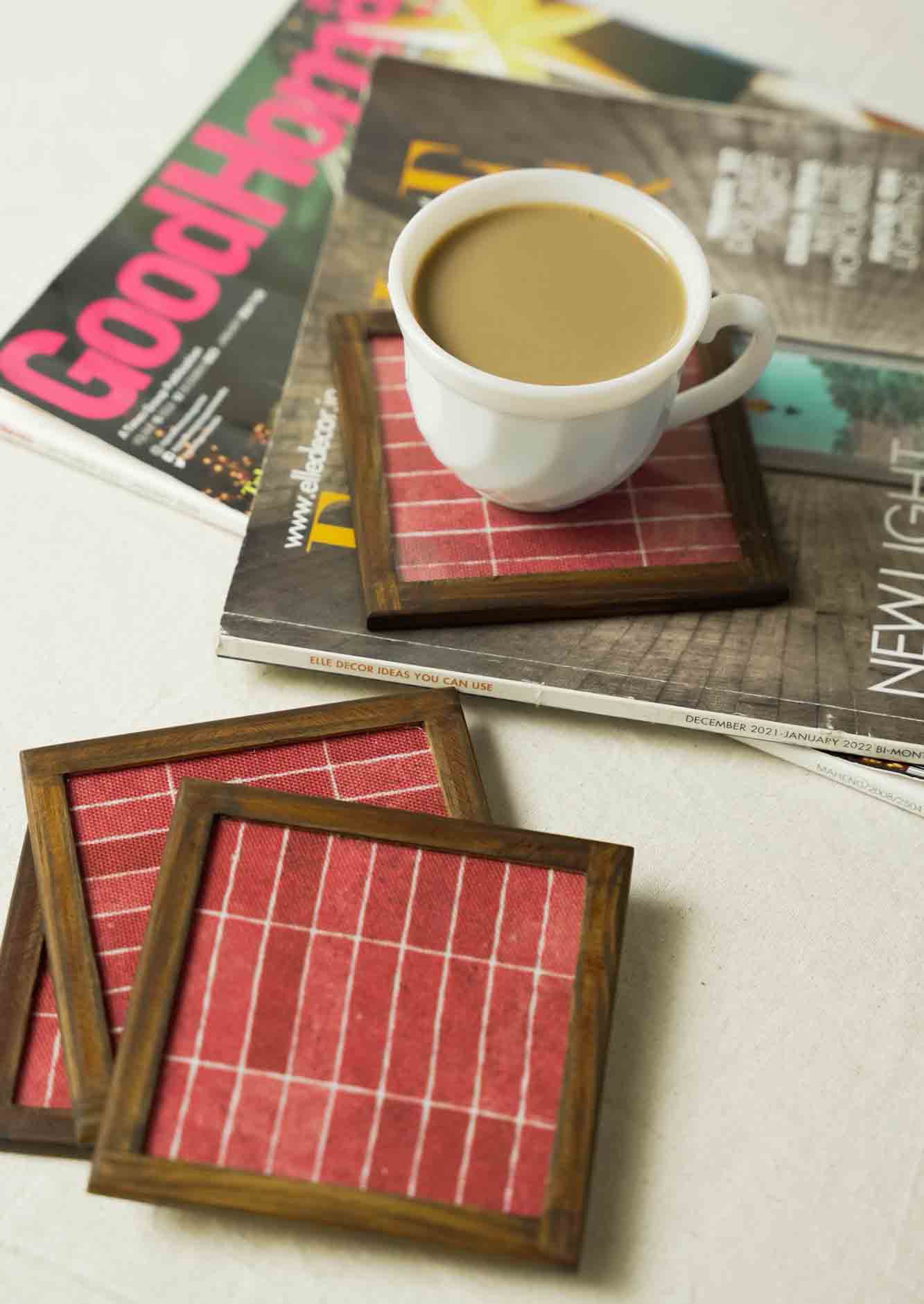 Abstract Artistry : Cotton Handmade Coasters ( set of 4 pc )